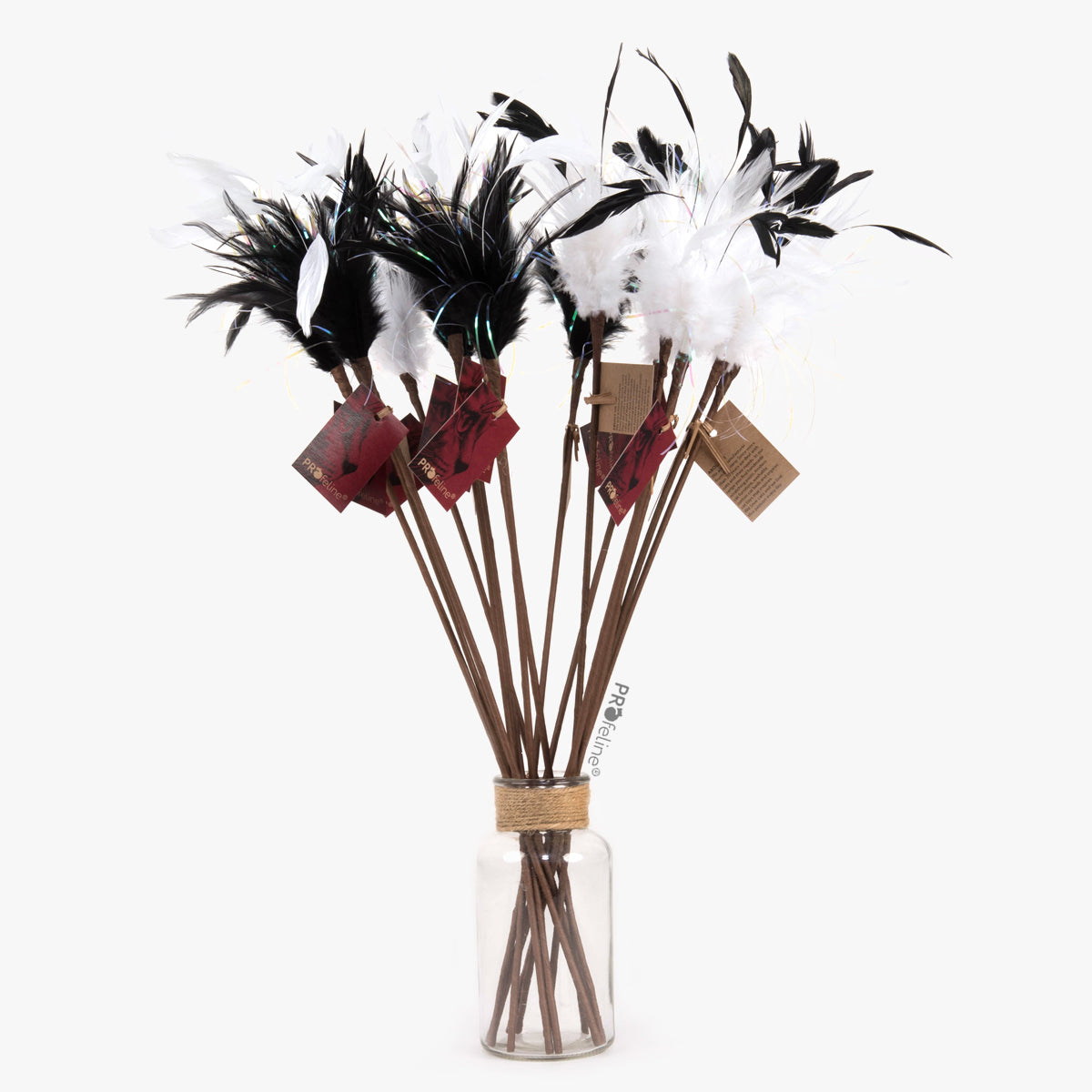 Profeline Teaser Mystic Feathers Cat Toy with Black or White Feathers | at Made Moggie