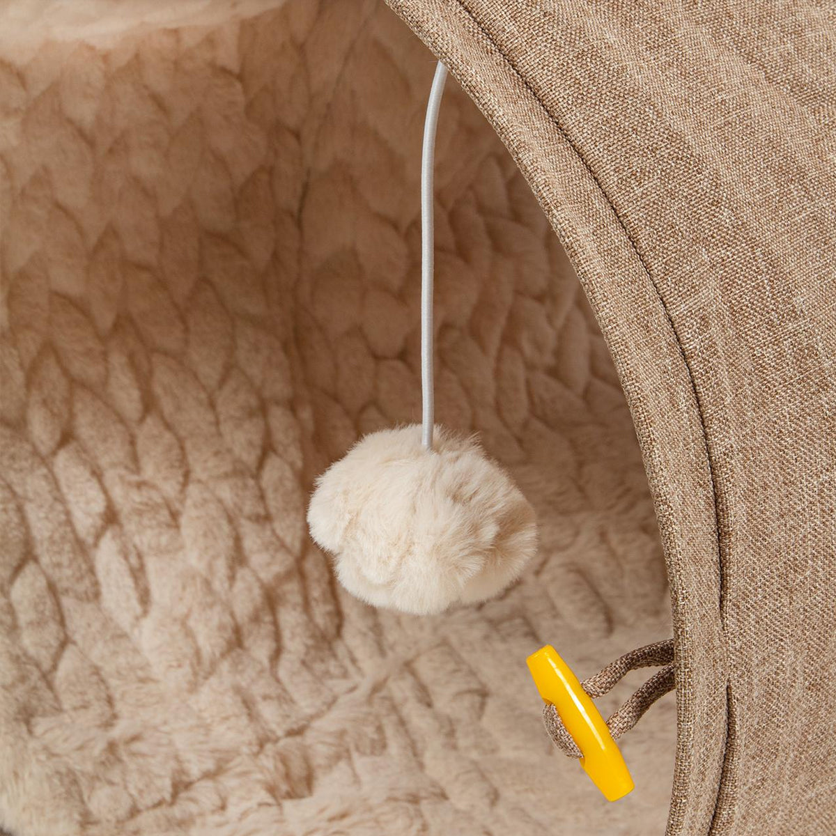 CanadianCat Large Cat Tunnel, In Beige Fabric With Plush Fabric Inner | at Made Moggie