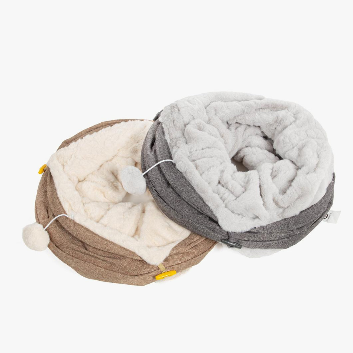 CanadianCat Extra Large Cat Tunnel, In Beige or Grey With Plush Fabric Inner | at Made Moggie