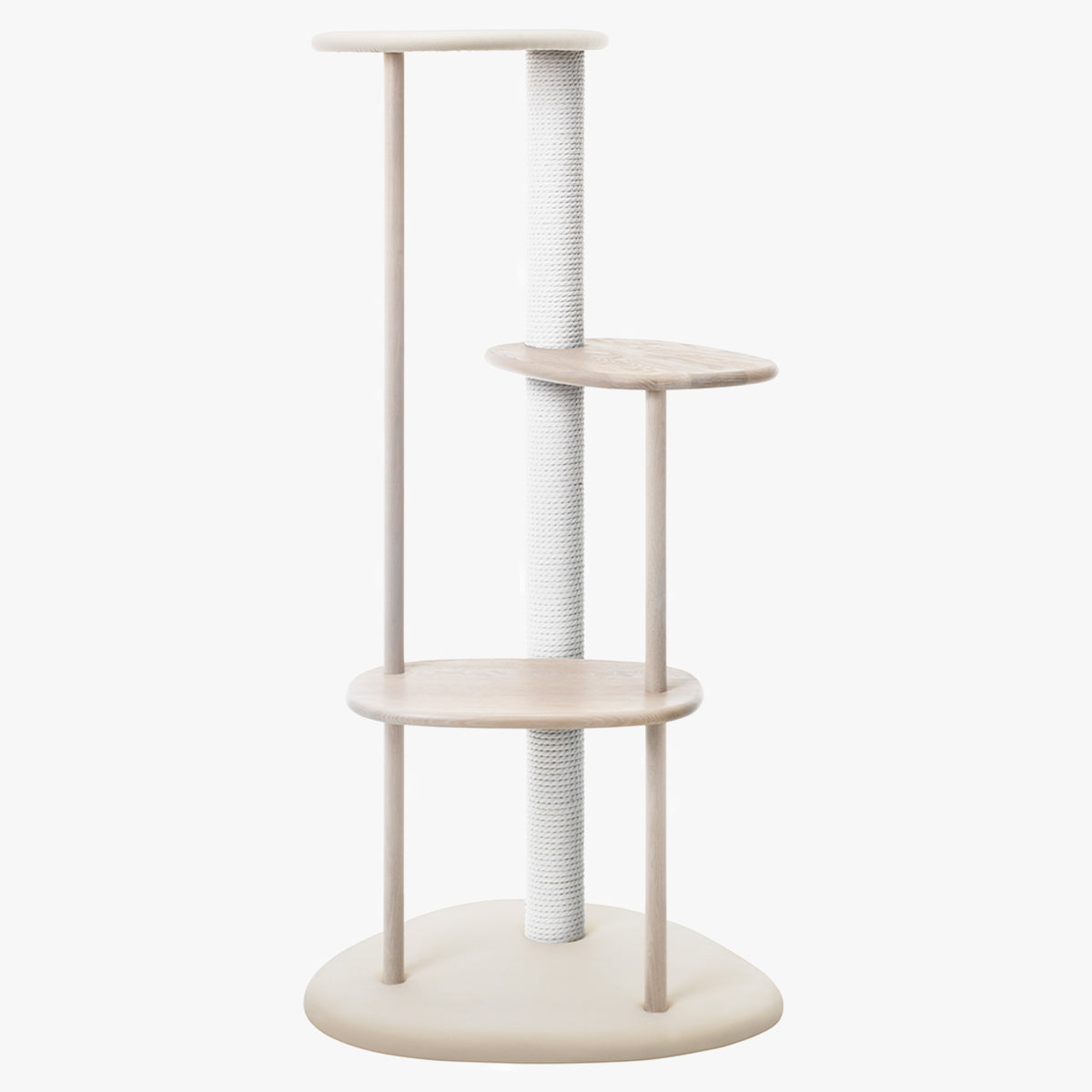 Karimoku Cat 124cm Tall Cat Tree, In All White With Cotton Cat Scratching Post | at Made Moggie