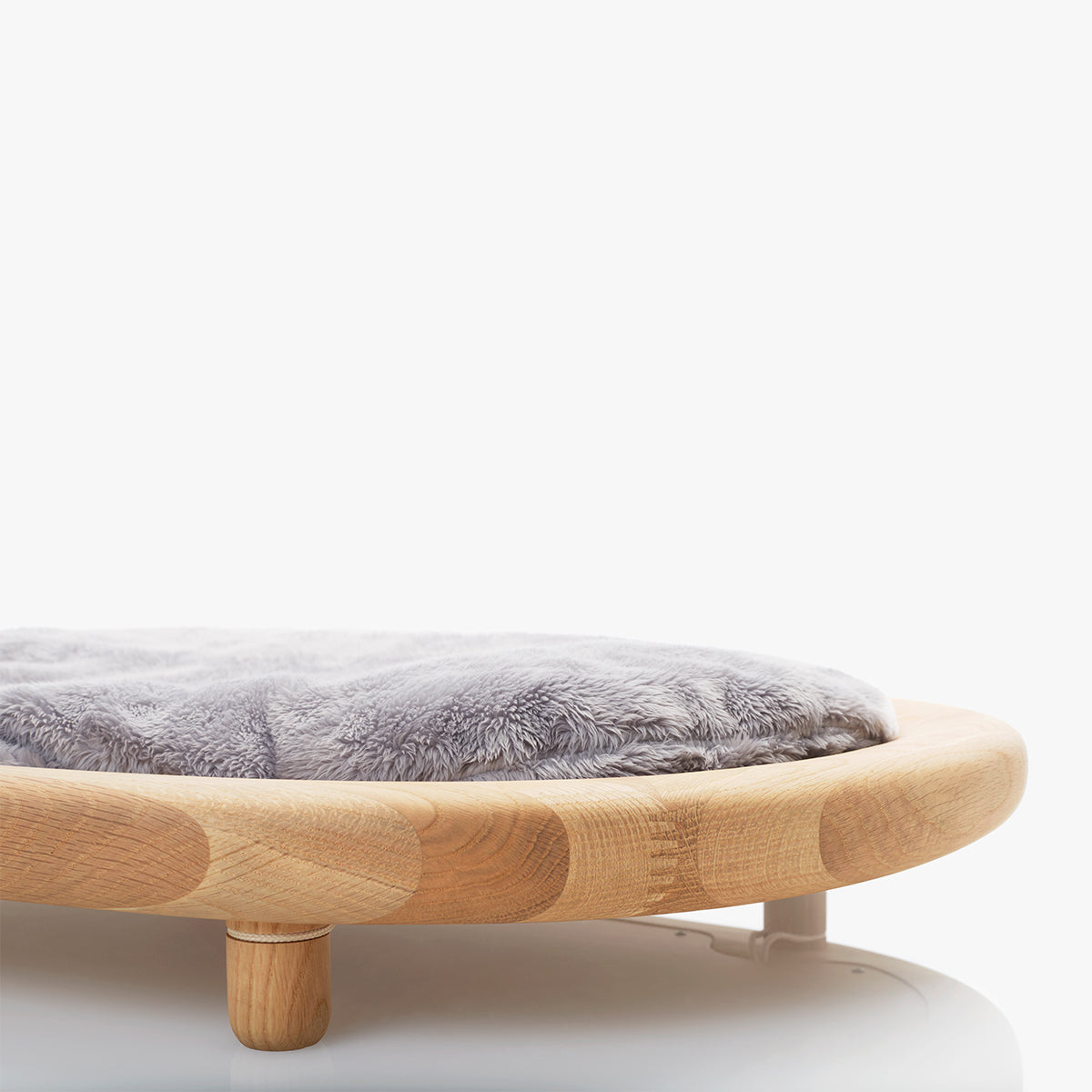 Karimoku Cat Luxury Wood Cat Bed, With Grey Cushion | at Made Moggie