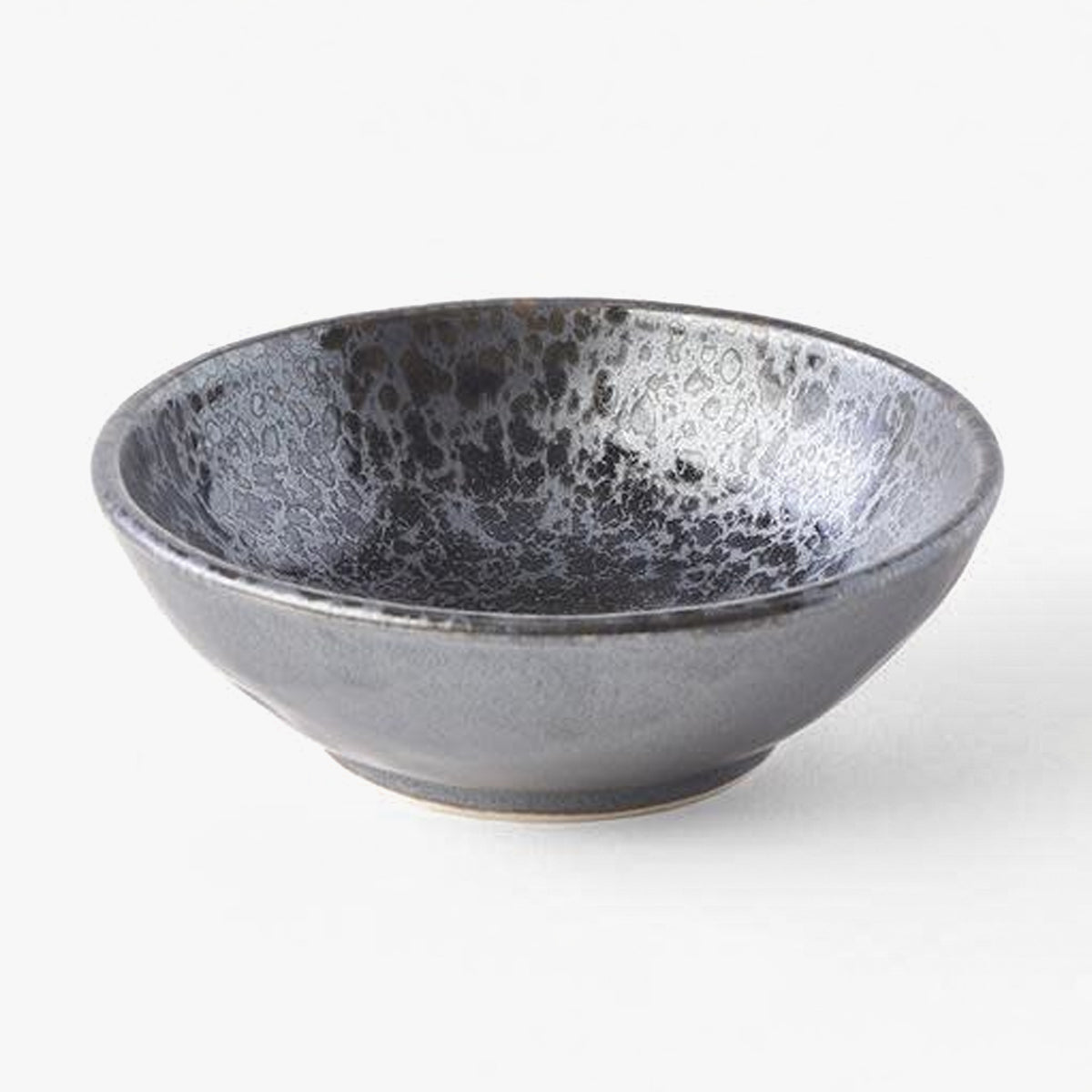 MIJ Round Black Pearl Ceramic Cat Bowl, In Black & Grey | at Made Moggie