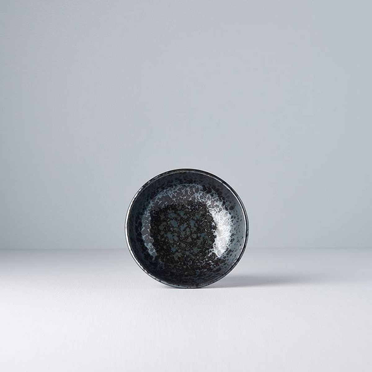 MIJ Round Black Pearl Ceramic Cat Bowl, Made In Japan | at Made Moggie