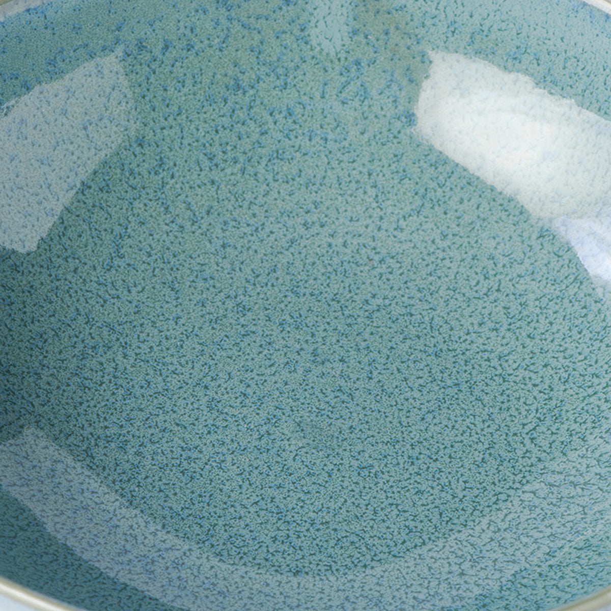 MIJ Oval Peacock Japanese Cat Bowl, In Turquoise & Sage Tones | at Made Moggie
