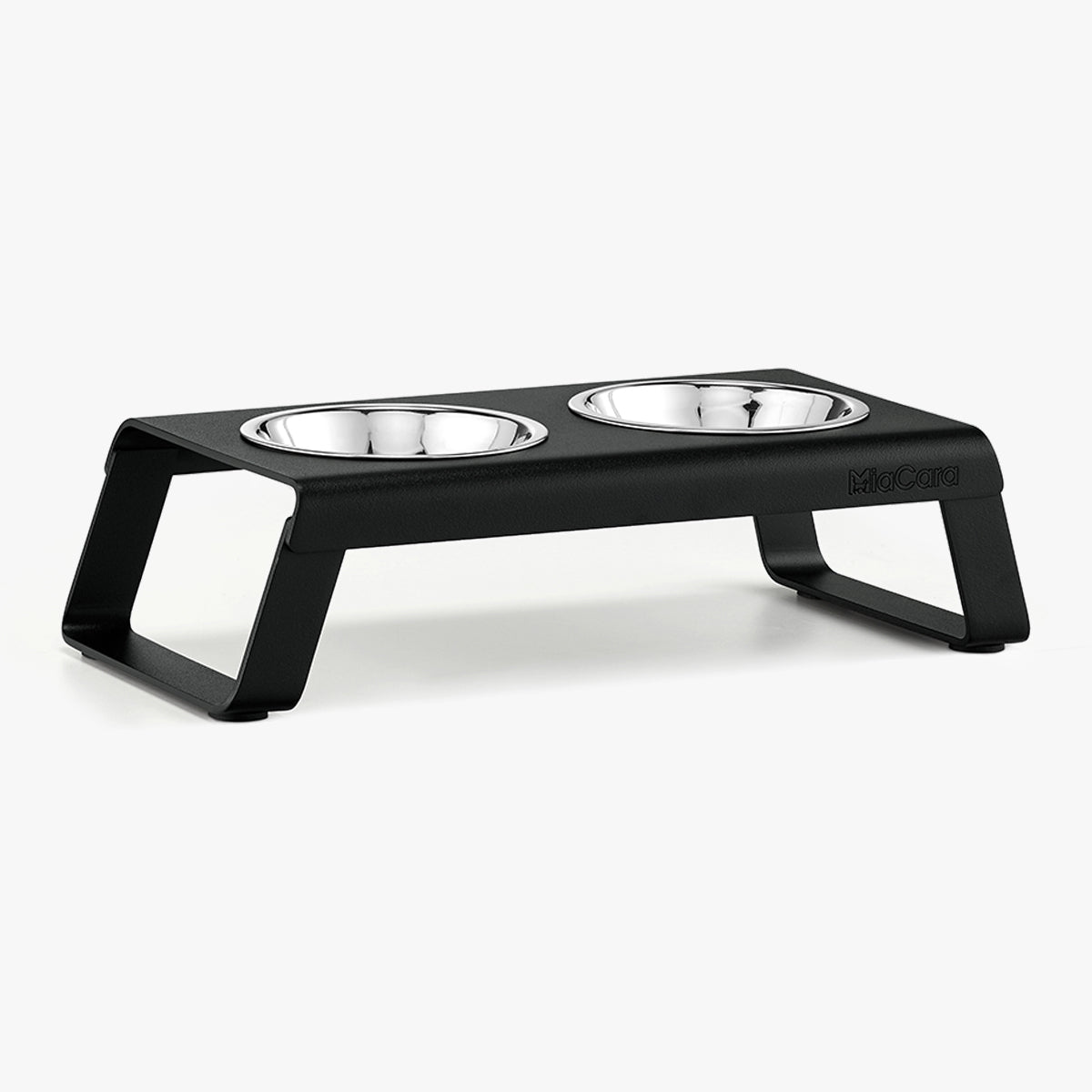 MiaCara Double Cat Bowl Stand, In Black | at Made Moggie