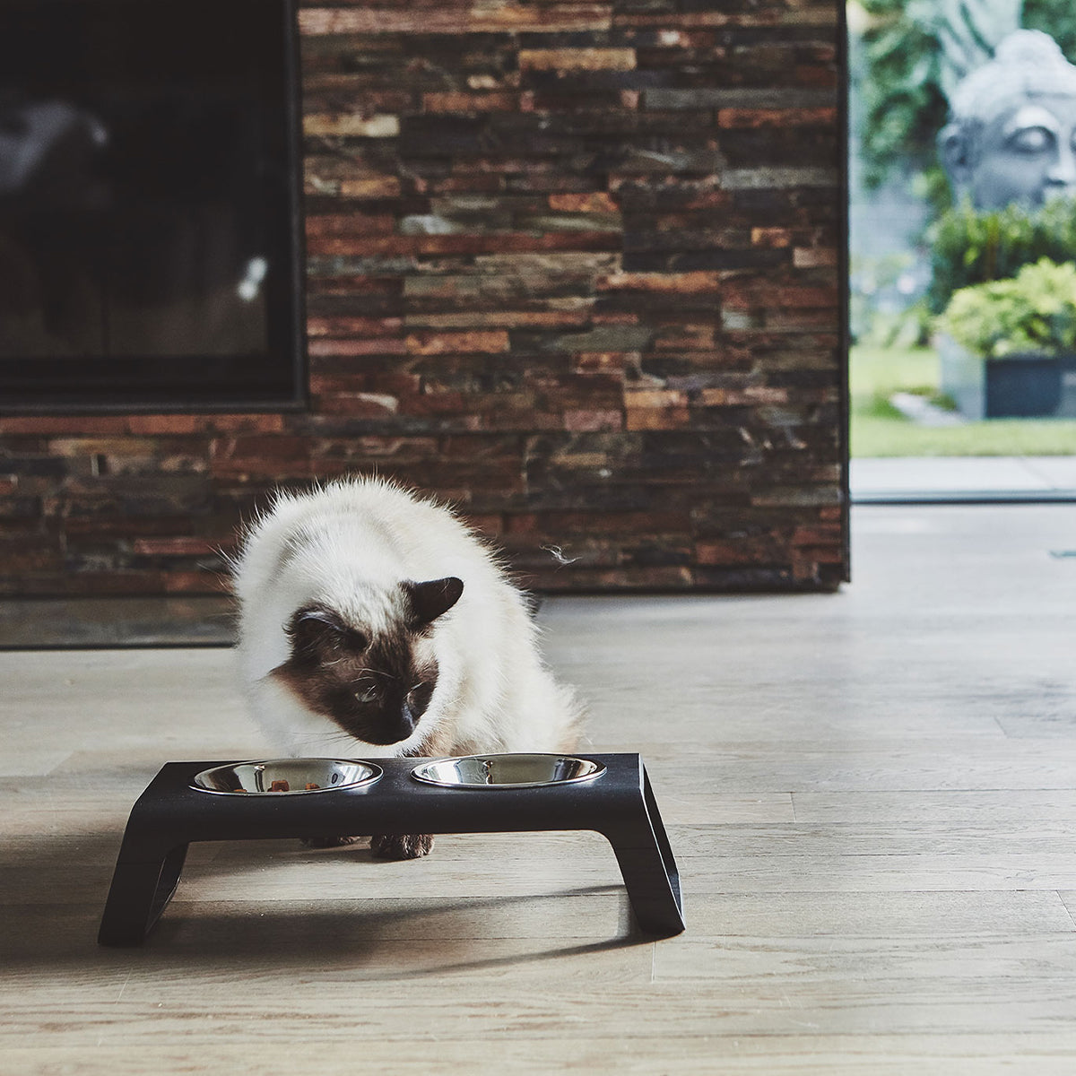  MiaCara Elevated Cat Bowl Stand, In Black | at Made Moggie
