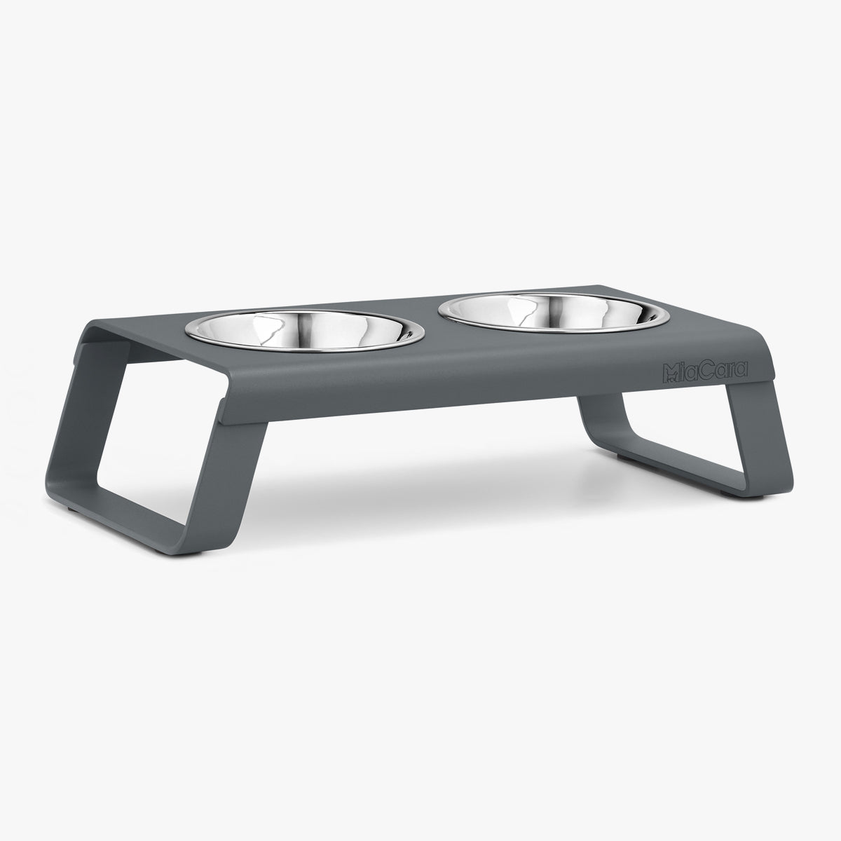 MiaCara Raised Cat Bowl Stand, In Grey | at Made Moggie