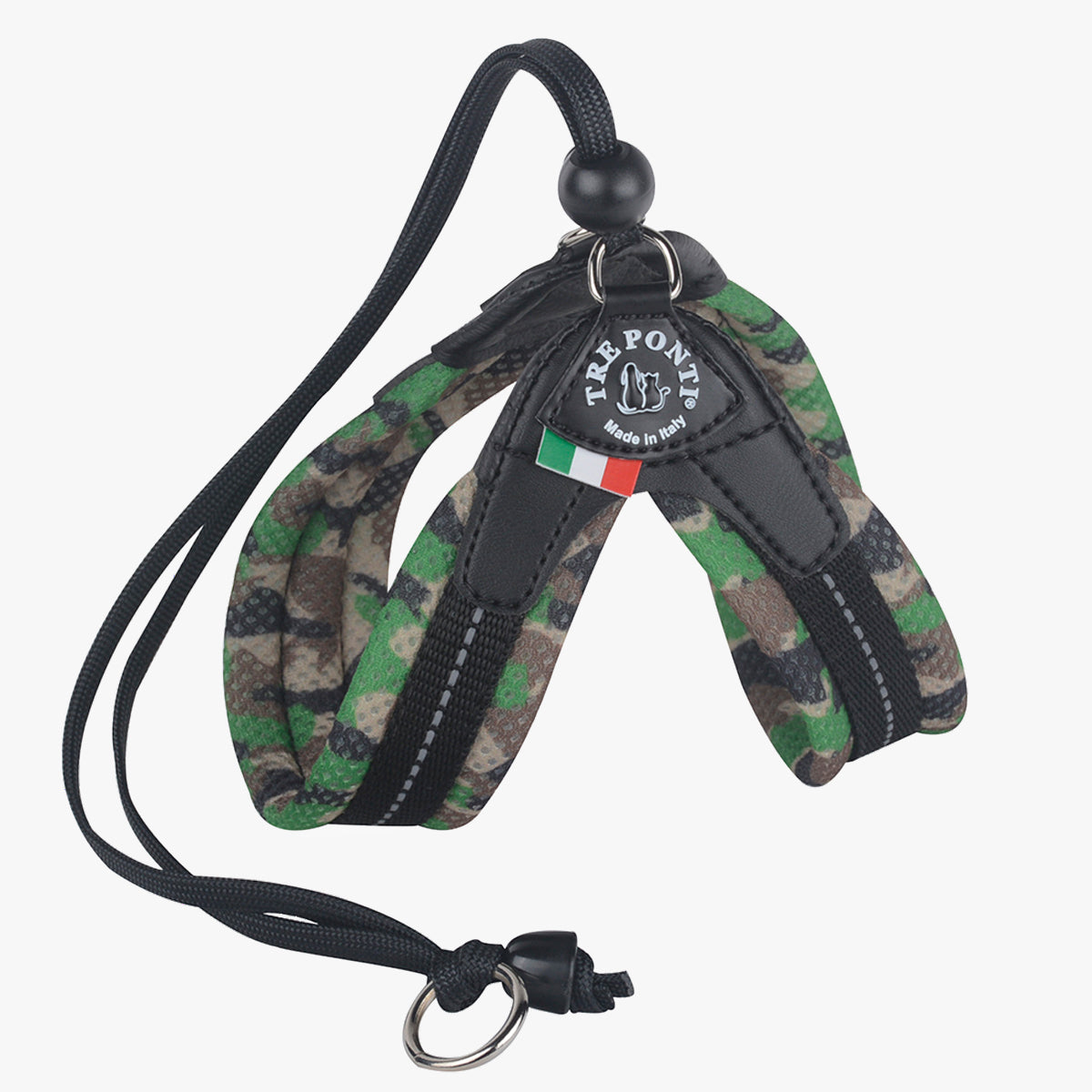 Tre Ponti Adjustable Cat & Kitten Harness, In Camouflage Green Mesh Fabric | at Made Moggie