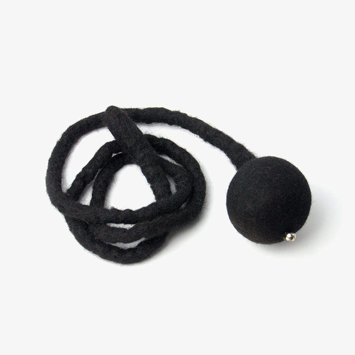 Stylecats Large Ball Cat Toy With Bell, In Black Wool Felt | at Made Moggie