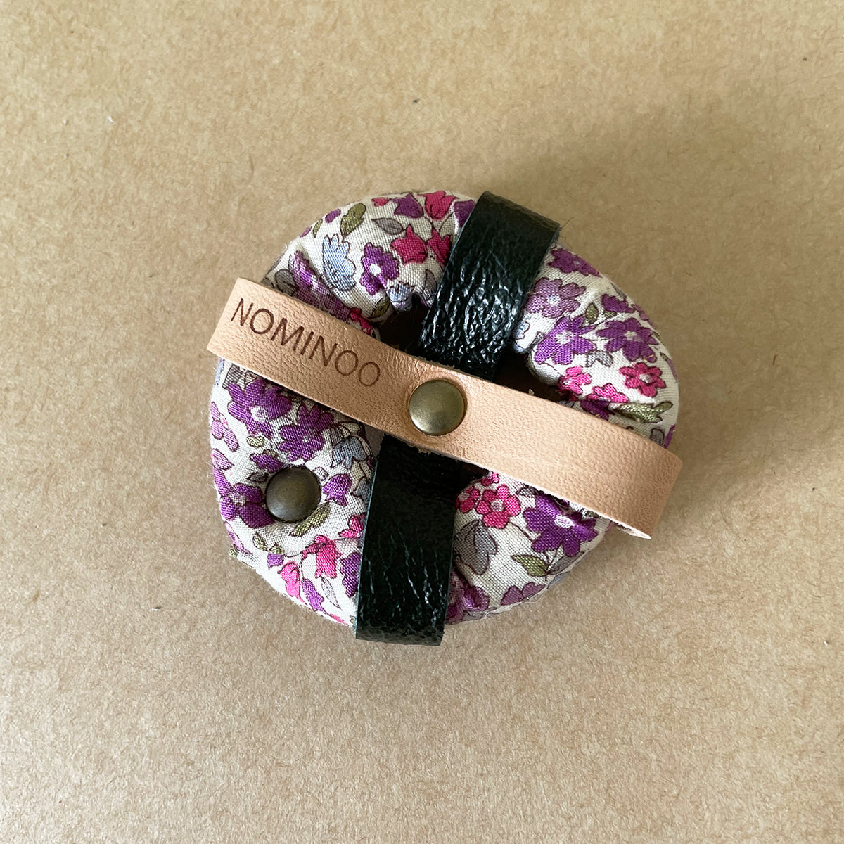 Nominoo Catnip Donut Toy, Handmade With Recycled Leather & Floral Fabric | at Made Moggie