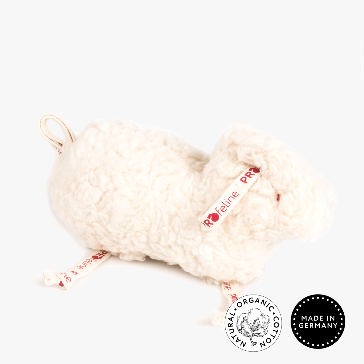 Profeline Catnip Cosy Sheepy, Plush Cat Toy In Soft White Cotton | at Made Moggie