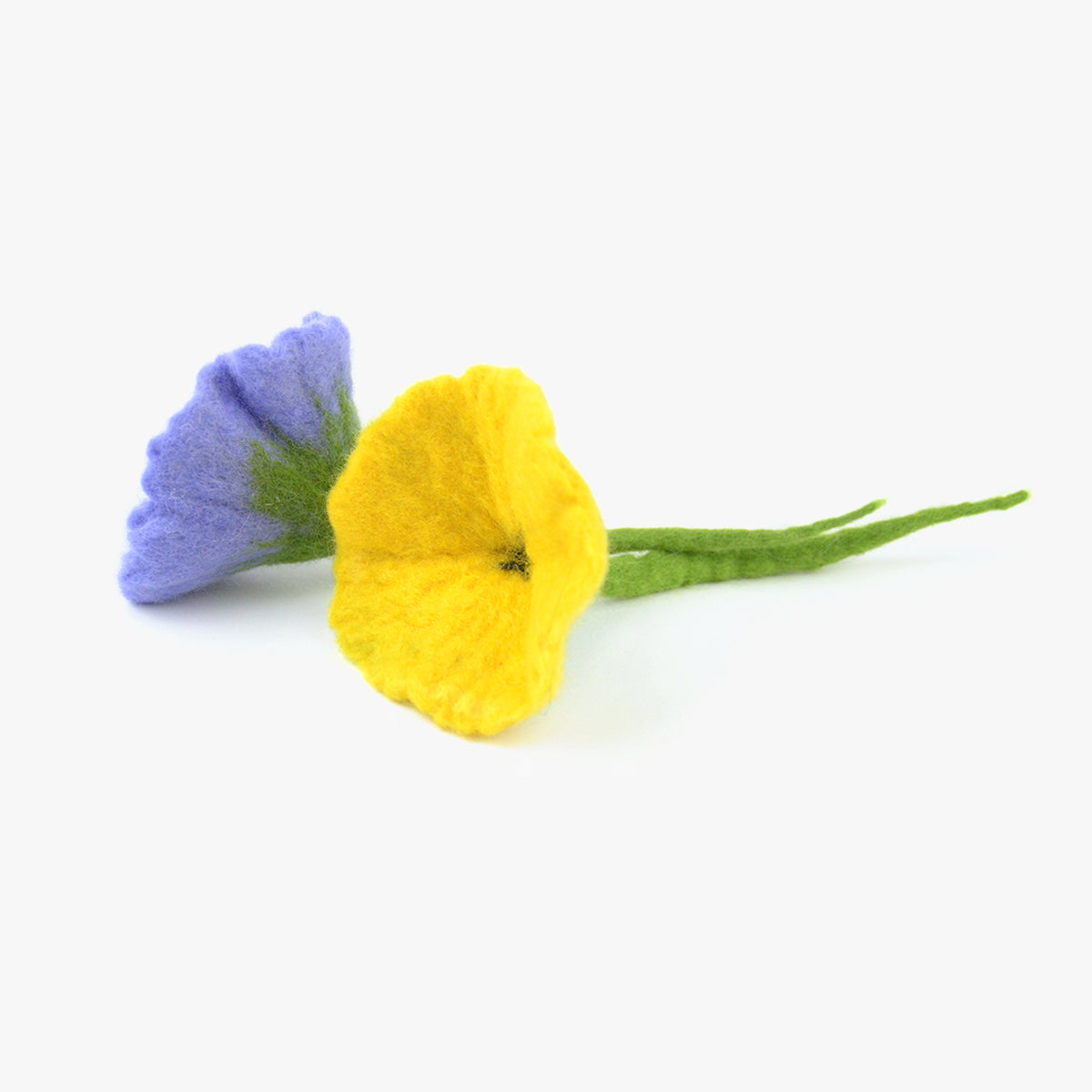 Stylecats Flower Power Cat Toy, Felted Flowers In Yellow & Purple | at Made Moggie
