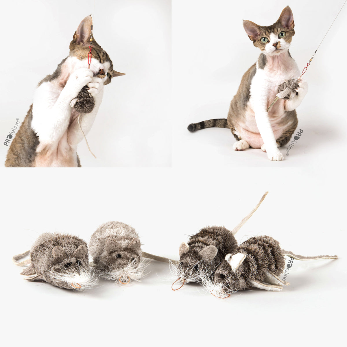 Profeline Mice Toy "Nibbles", Made From Leather & Bristles | at Made Moggie