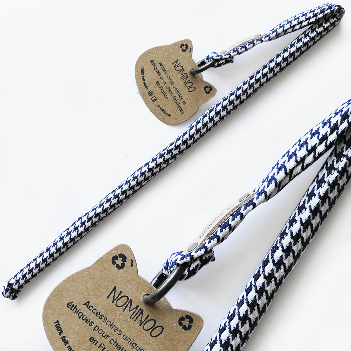 Nominoo Cat Wand Toy, With Beech Wood Wrapped In Houndstooth Fabric | at Made Moggie