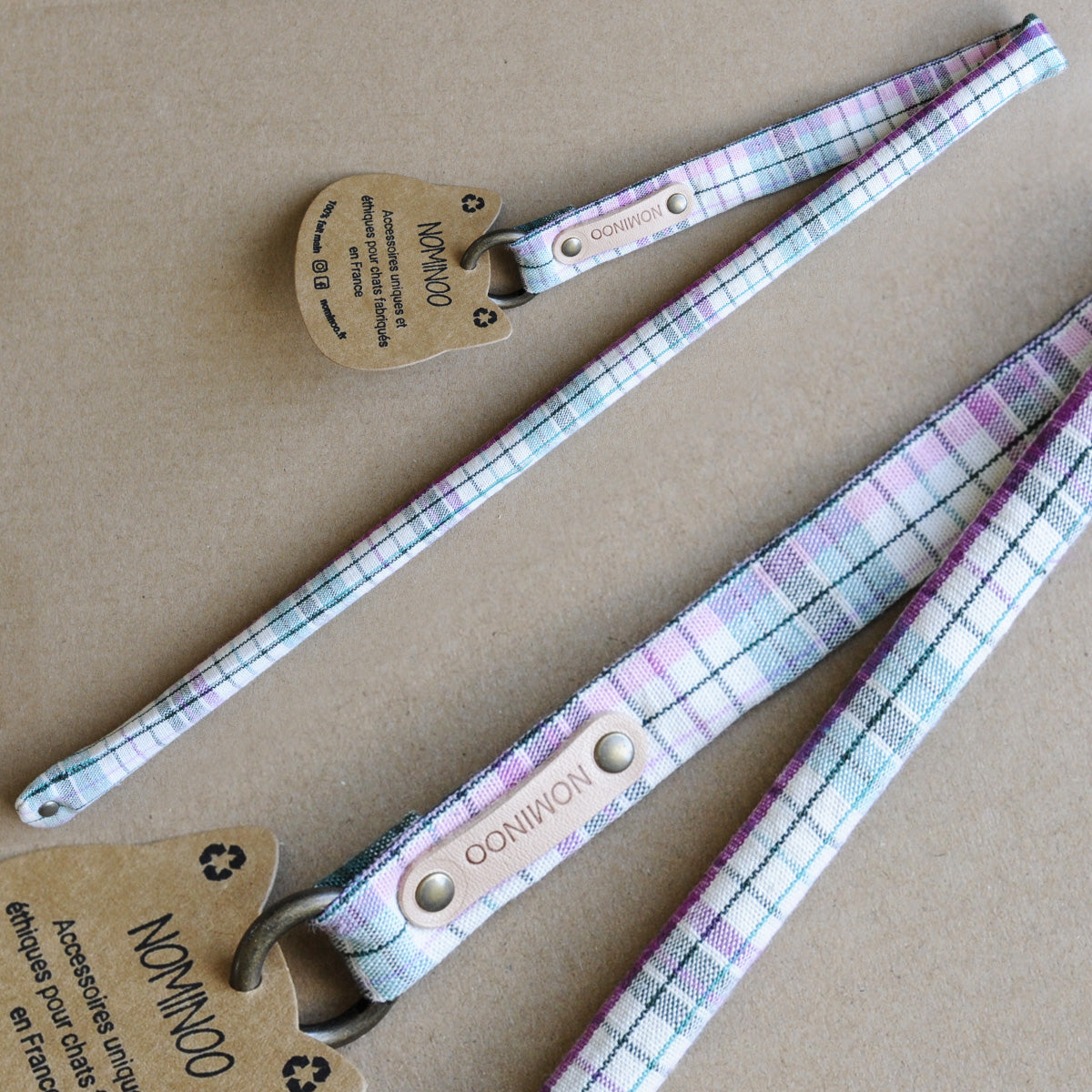 Nominoo Cat Wand Toy, Wood Stick Wrapped In Gingham Fabric | at Made Moggie
