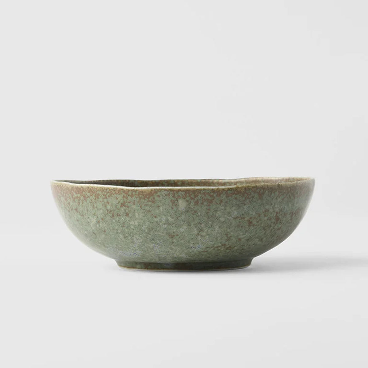 MIJ Green & Brown Ceramic Cat Bowl, In Oval Shape | at Made Moggie