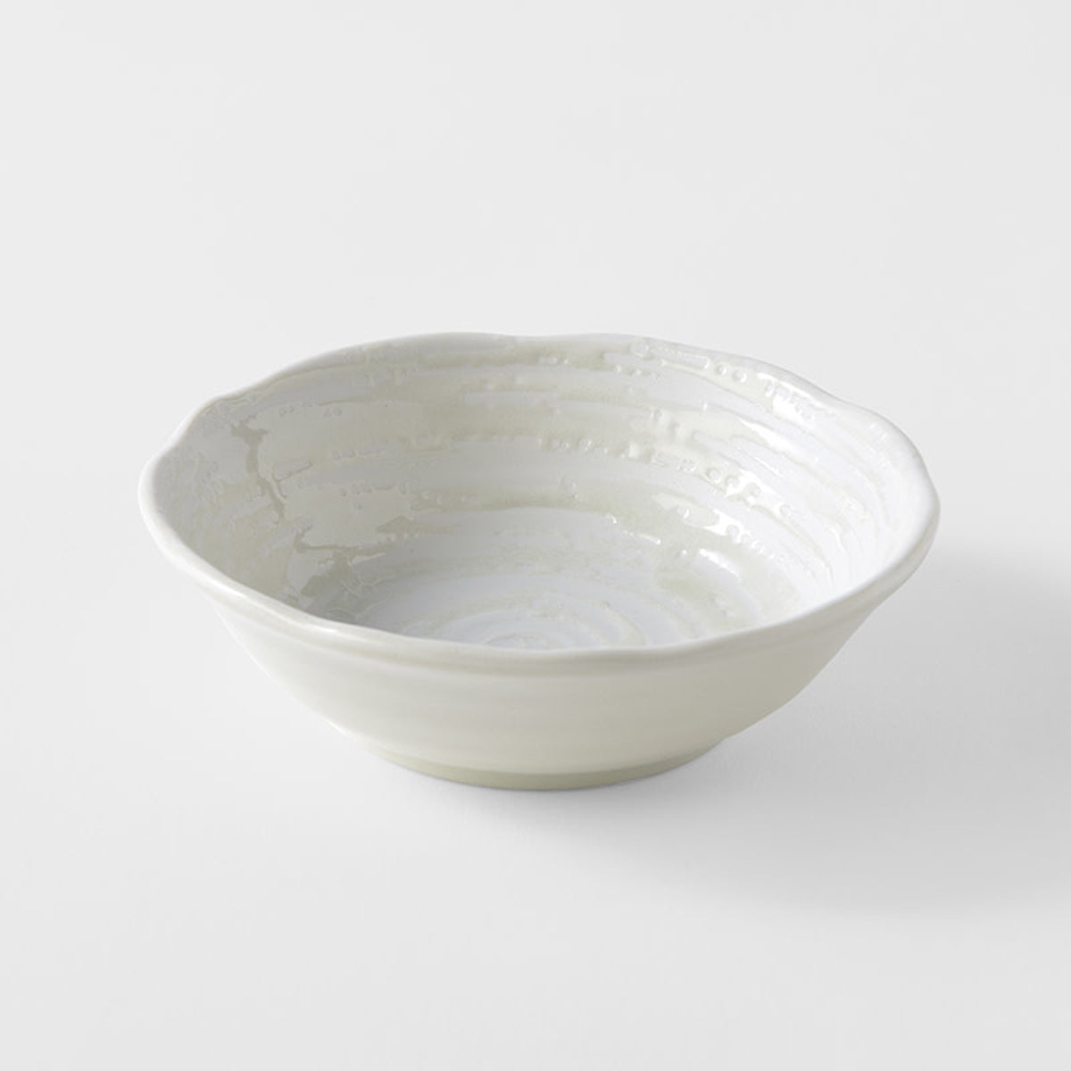 MIJ Round Spiral Glaze Ceramic Cat Bowl, In White | at Made Moggie