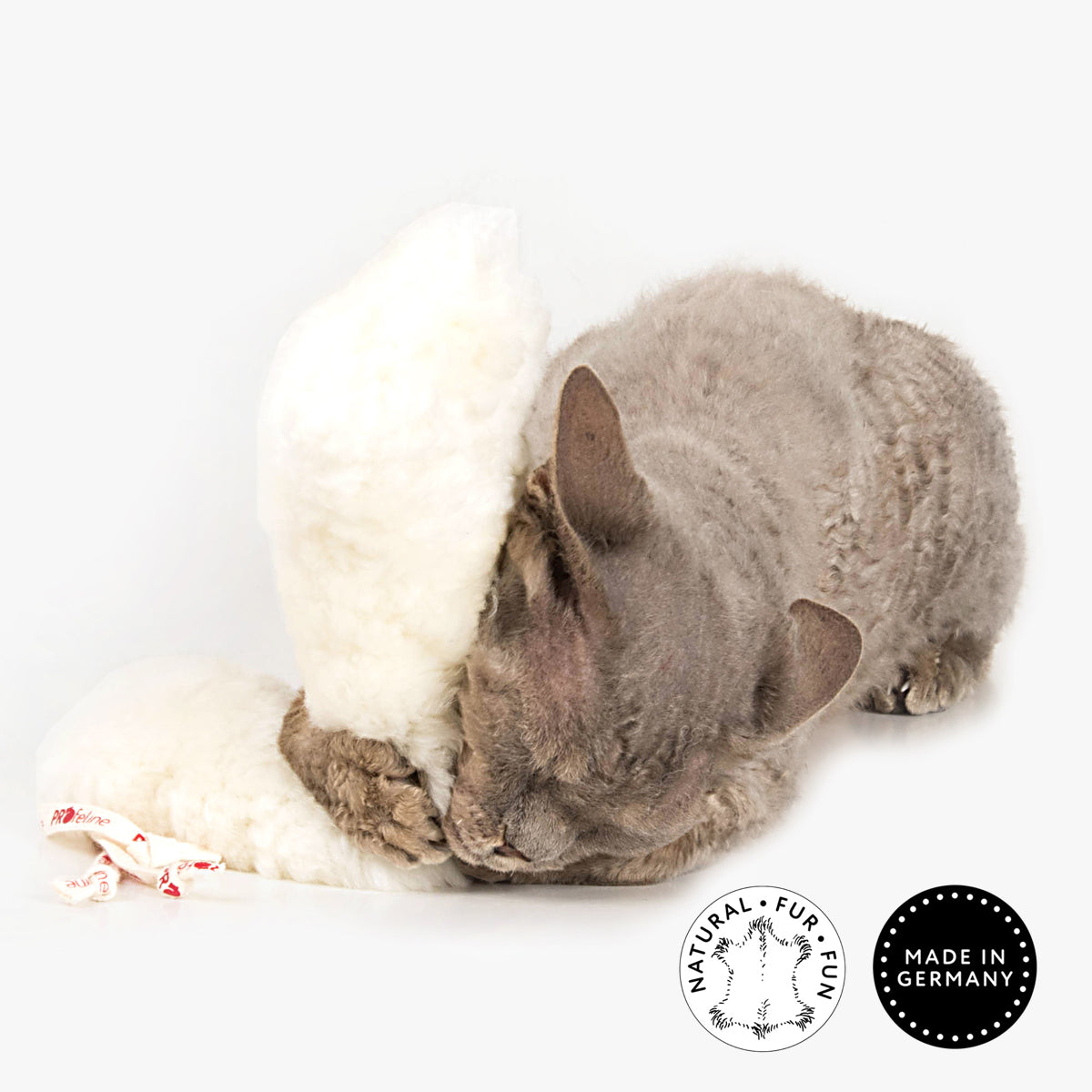 Profeline Catnip Merino Huggy, Large Fur Kicker Toy For Cats | at Made Moggie