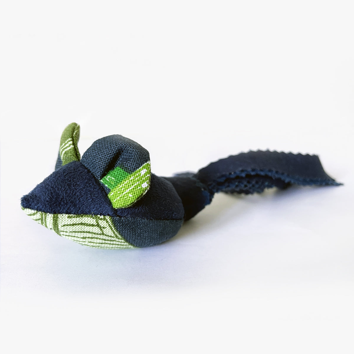 Homycat Refillable Catnip Mouse Toy, In Blue & Green Fabric | at Made Moggie