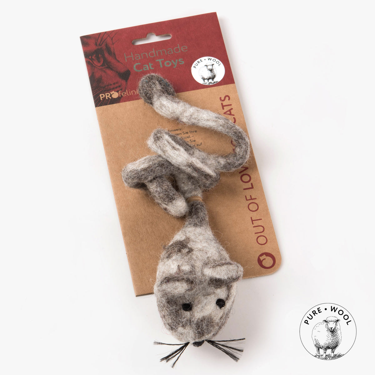Profeline Woolly Rattus Mouse Cat Toy, in Wool Felt | at Made Moggie