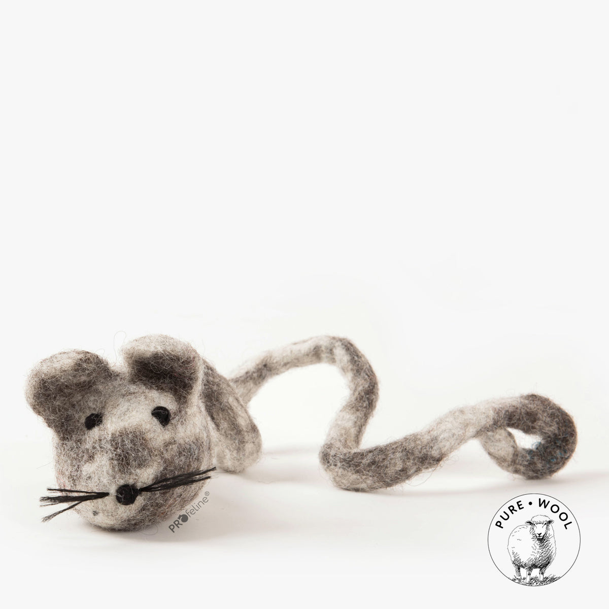 Profeline Woolly Rattus, Felted Mouse Cat Toy, in Grey | at Made Moggie
