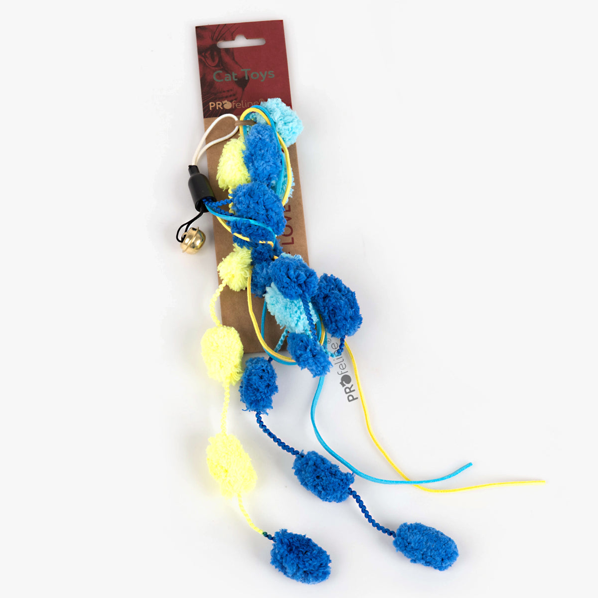 Profeline Plush Blue Cat Toy, Pom Pom Ribbon Refill for Cat Wands | at Made Moggie