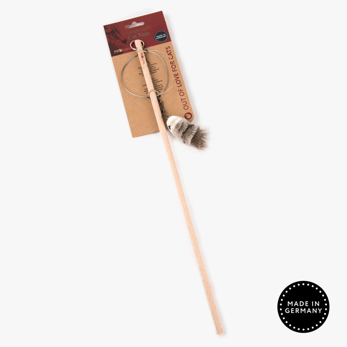 Profeline Woody Swirl Teaser Cat Toy, With Wood Wand & Mouse Toy | at Made Moggie