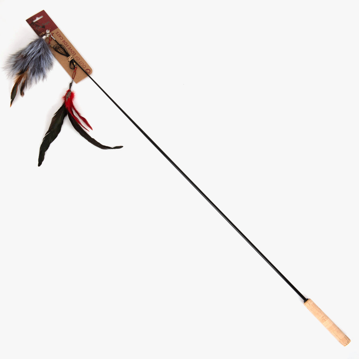 Profeline XXL Cat Fishing Rod 1m Teaser, Cat Wand With Fur and Feather Attachments | at Made Moggie