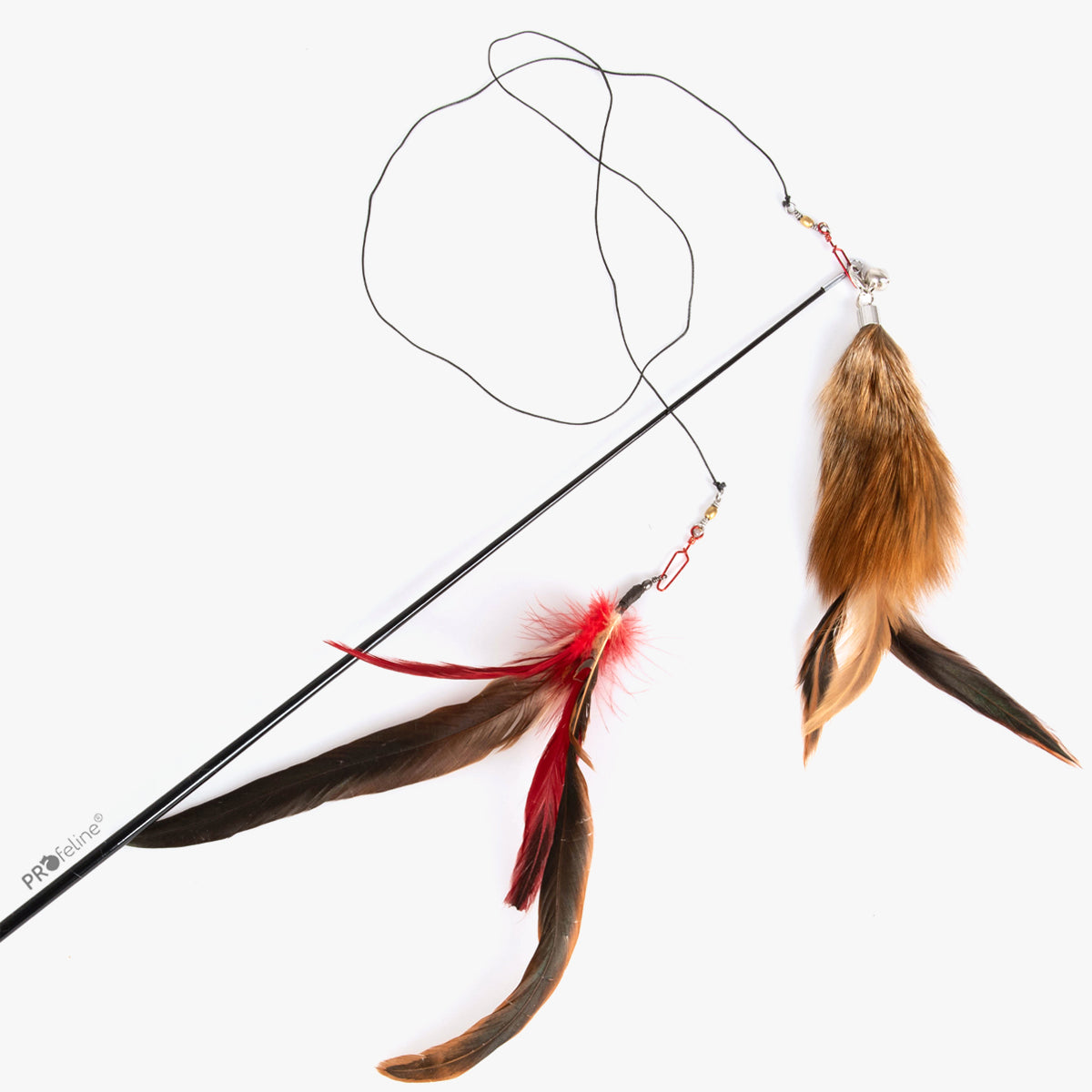 Profeline XXL Cat Fishing Rod 1m Teaser, Cat Wand With Fur and Feather Attachments | at Made Moggie