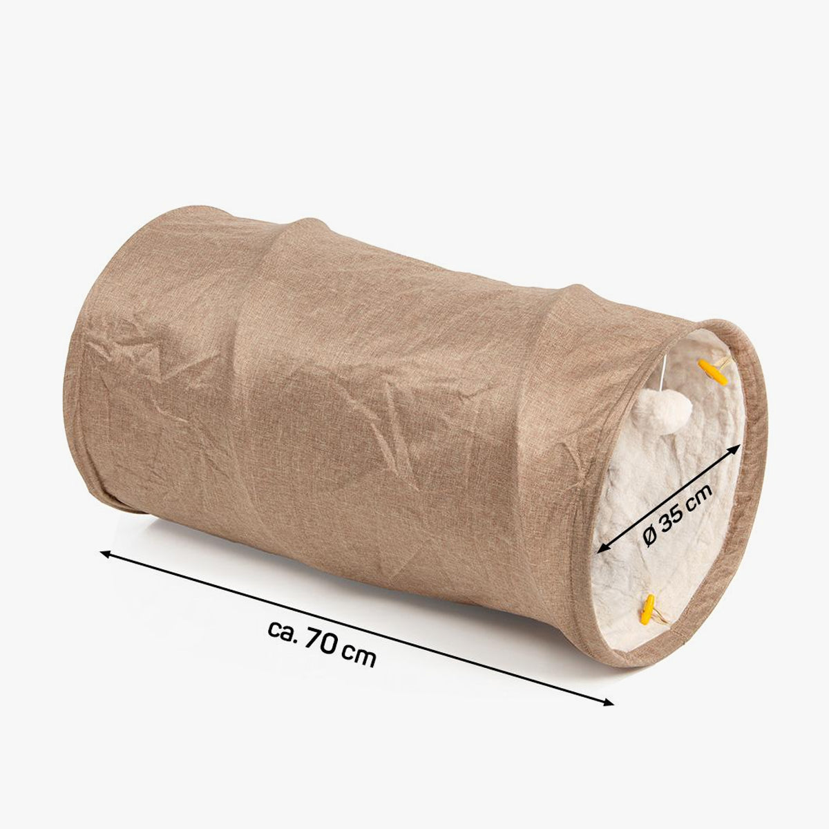 CanadianCat Luxury Cat Tunnel, In Beige With Plush Fabric Inner | at Made Moggie