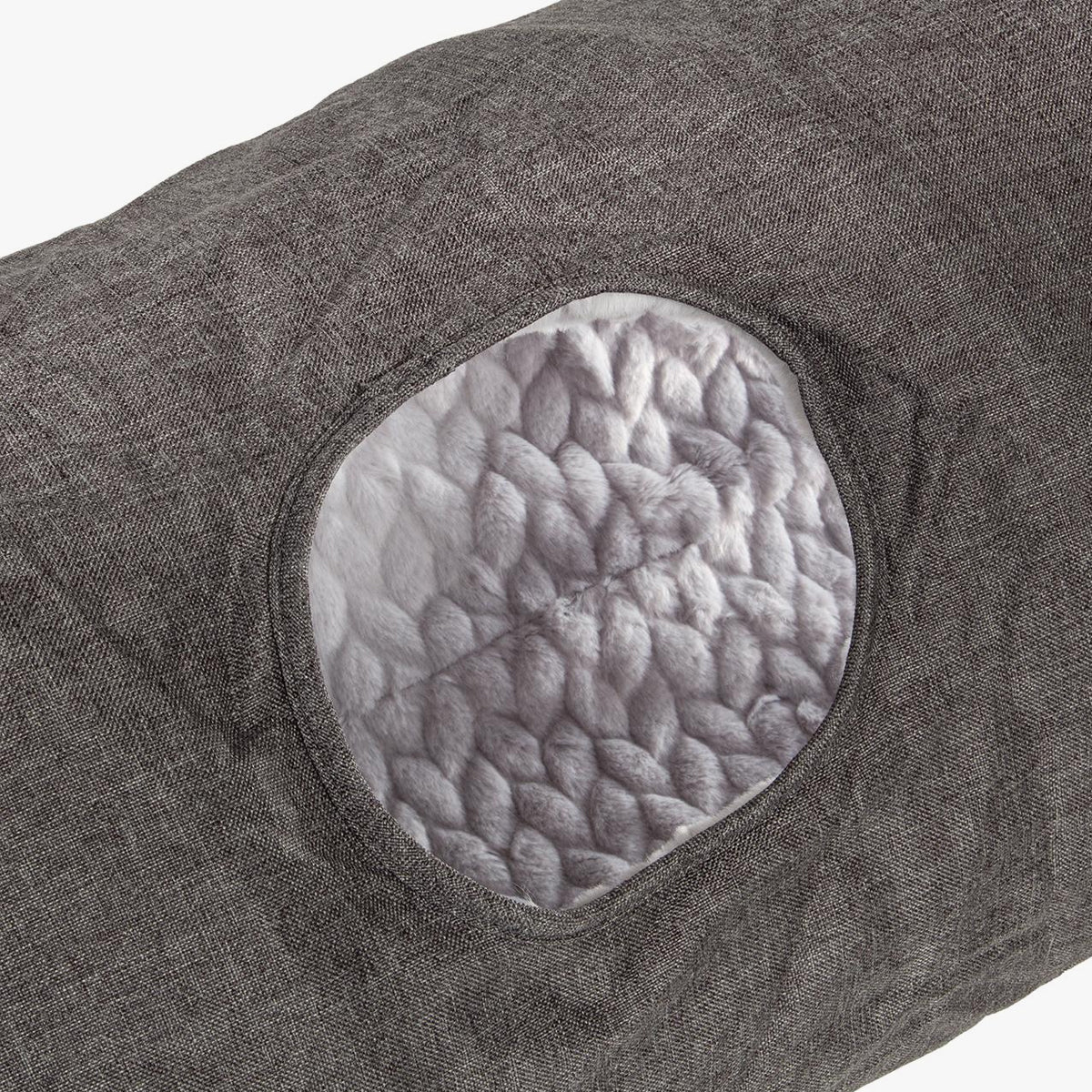 CanadianCat Large Cat Tunnel, In Grey Fabric With Plush Fabric Inner | at Made Moggie
