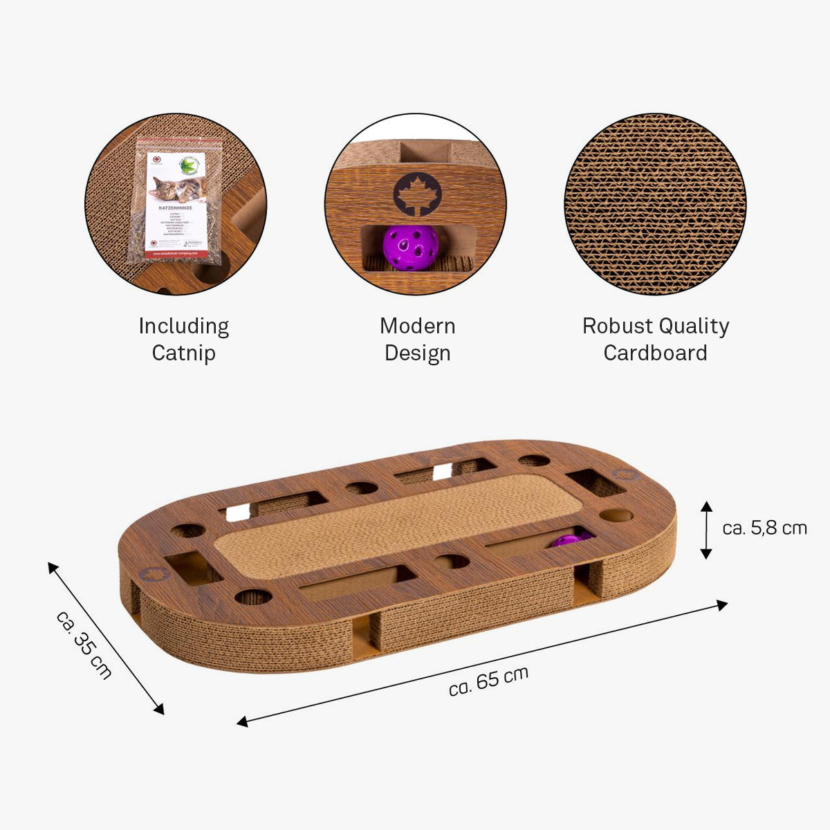 CanadianCat PlayPlate Small Cardboard Scratcher in Walnut Finish for Kittens | at Made Moggie