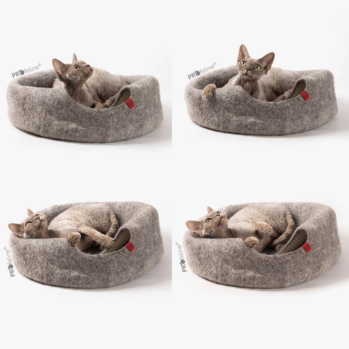 Profeline Plum-Style Cat Bed Cave, In Grey Colour | at Made Moggie