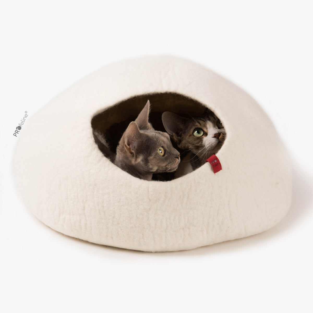 Profeline Cat Cave Bed, In White Felted Wool | at Made Moggie