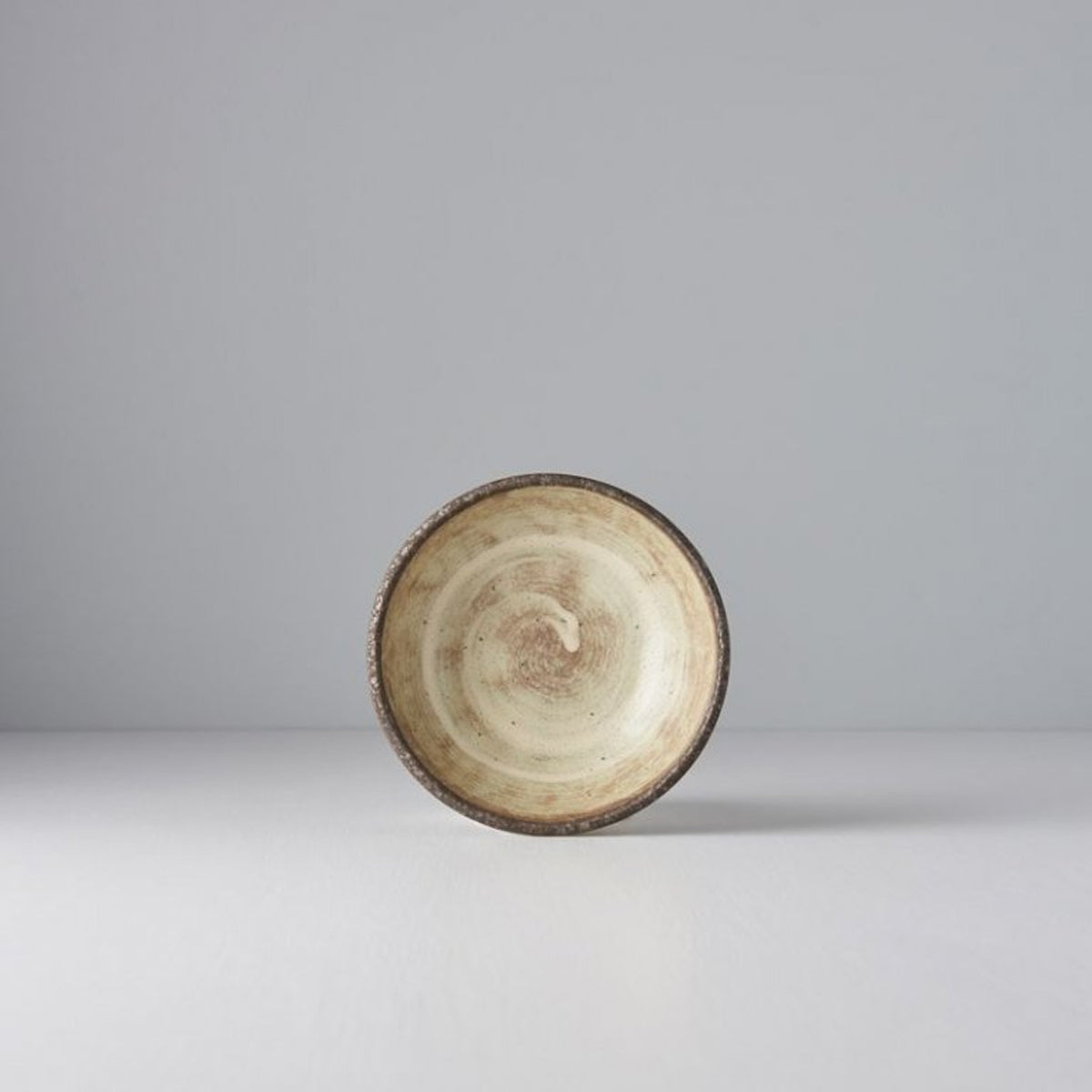 MIJ Round Nin-Rin Ceramic Cat Bowl, In Beige & Brown | at Made Moggie
