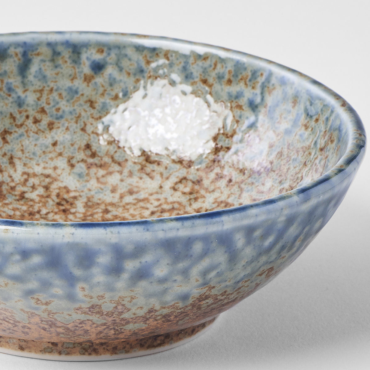 MIJ Round Earth & Sky Japanese Cat Bowl, In Brown & Blue | at Made Moggie 