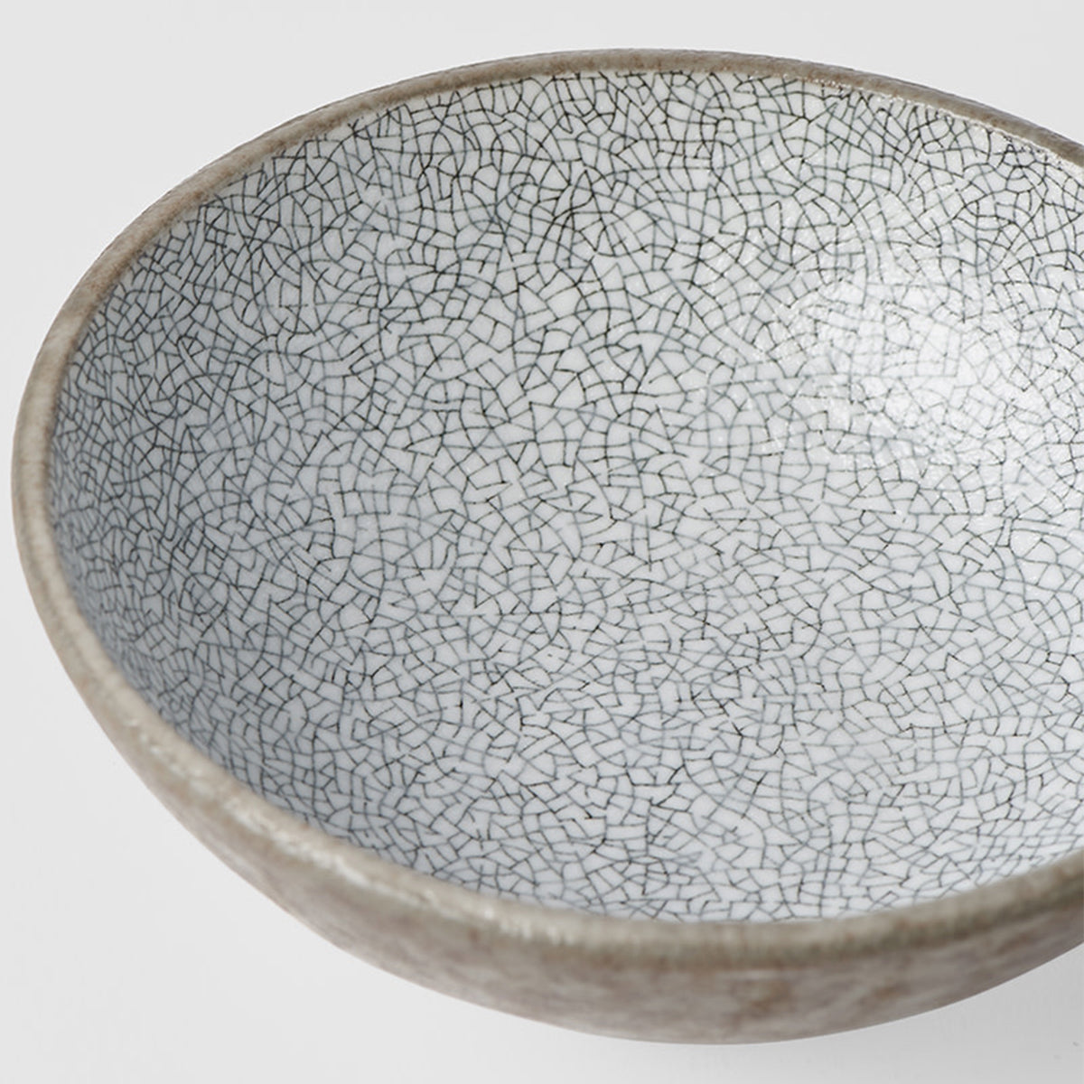 MIJ Round Crazed Grey Ceramic Cat Bowl, Made In Japan | at Made Moggie
