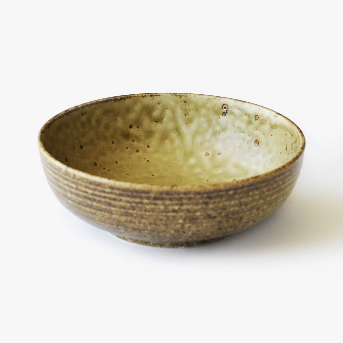 Kuriēto Round Wabi Ceramic Cat Bowl, In Rustic Yellow | at Made Moggie
