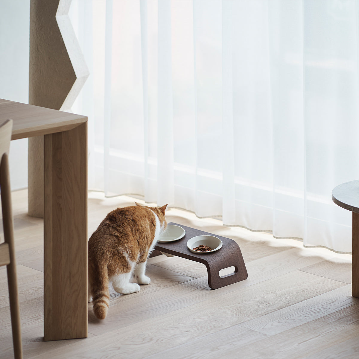 Karimoku Cat Table, Orthopaedic Cat Food Stand With Bowls | at Made Moggie