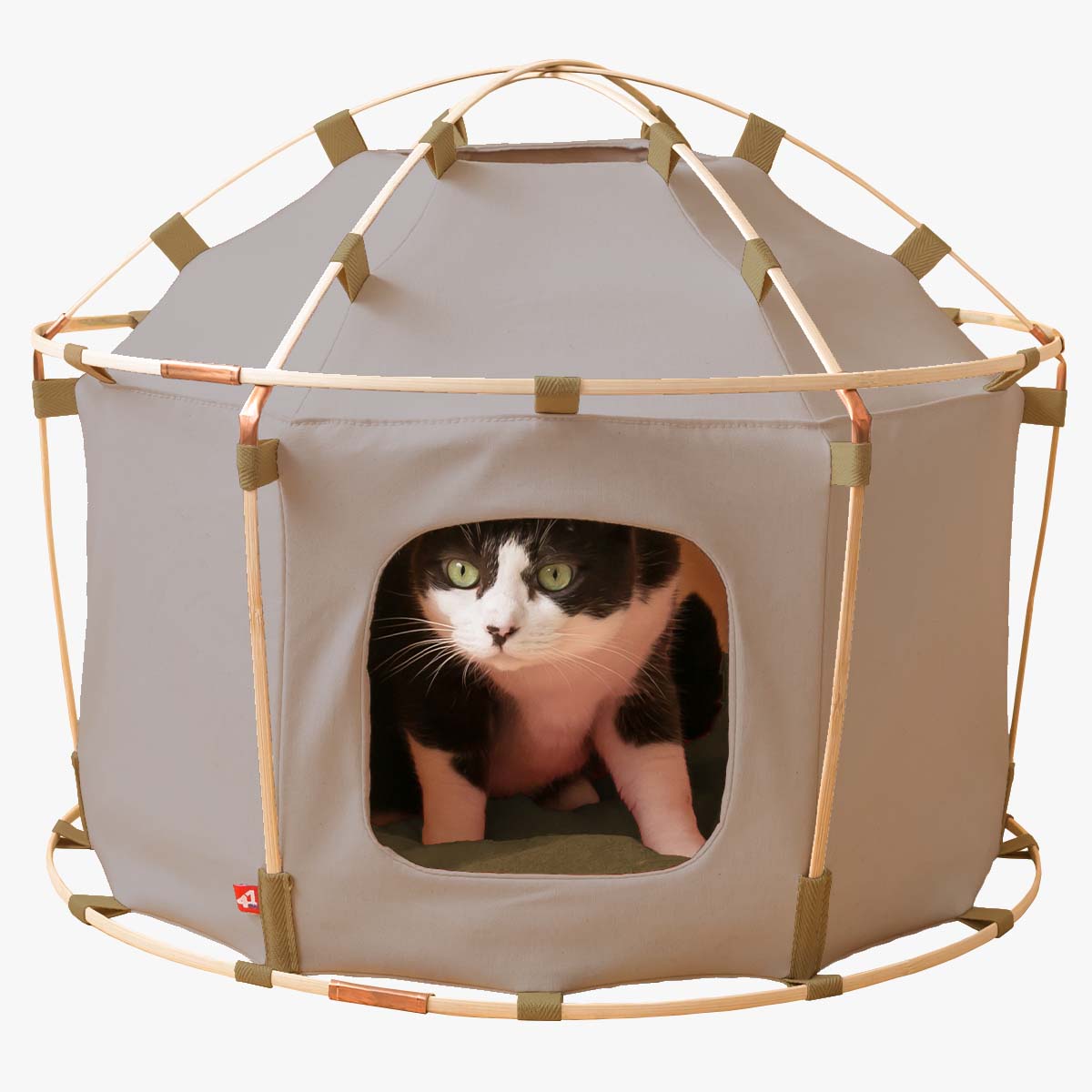 41st Century Extra Large Cat Tent, In Grey Canvas | at Made Moggie