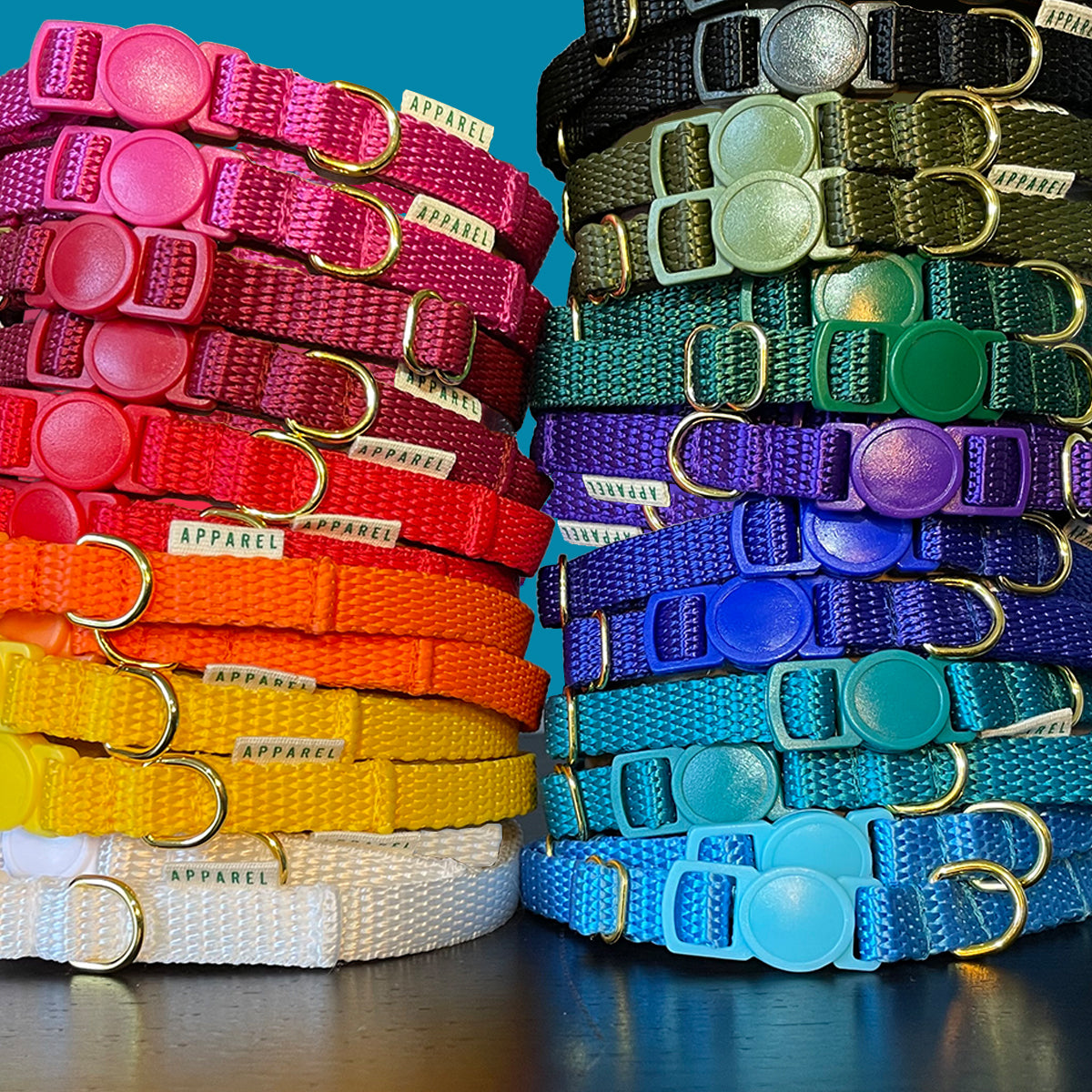 Collection of Break Away Cat Collars In Multi Colours | Buy at Made Moggie Australia.