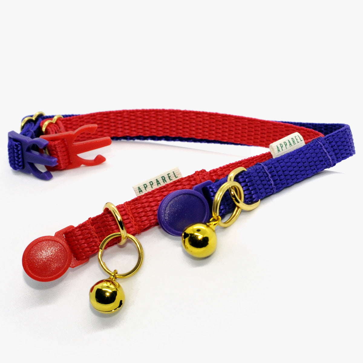 Doggie Apparel Cat Collars In Nylon, With Brass Bell & Quick Release Clip | at Made Moggie