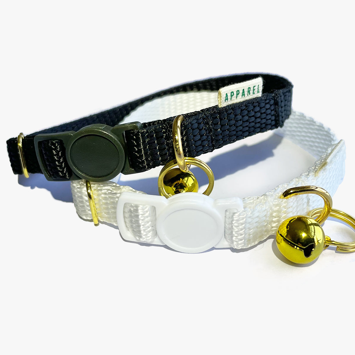 Doggie Apparel Kitten Collar, In Black Or White Nylon, With Bell | at Made Moggie