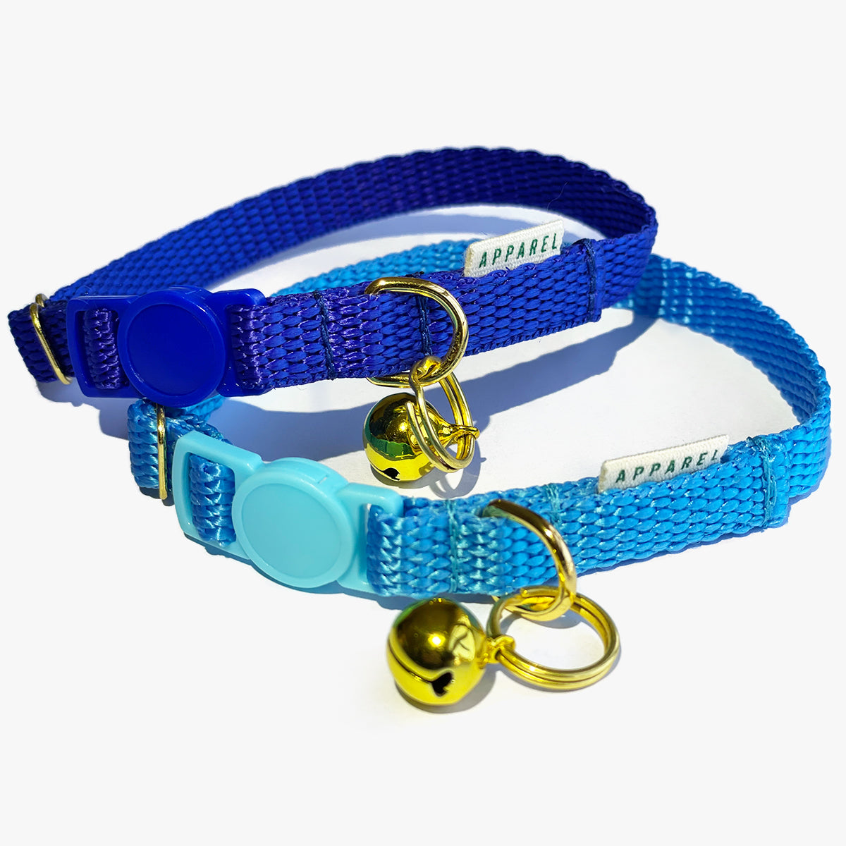 Doggie Apparel Breakaway Cat Collar In Blue Nylon, With Bell | at Made Moggie