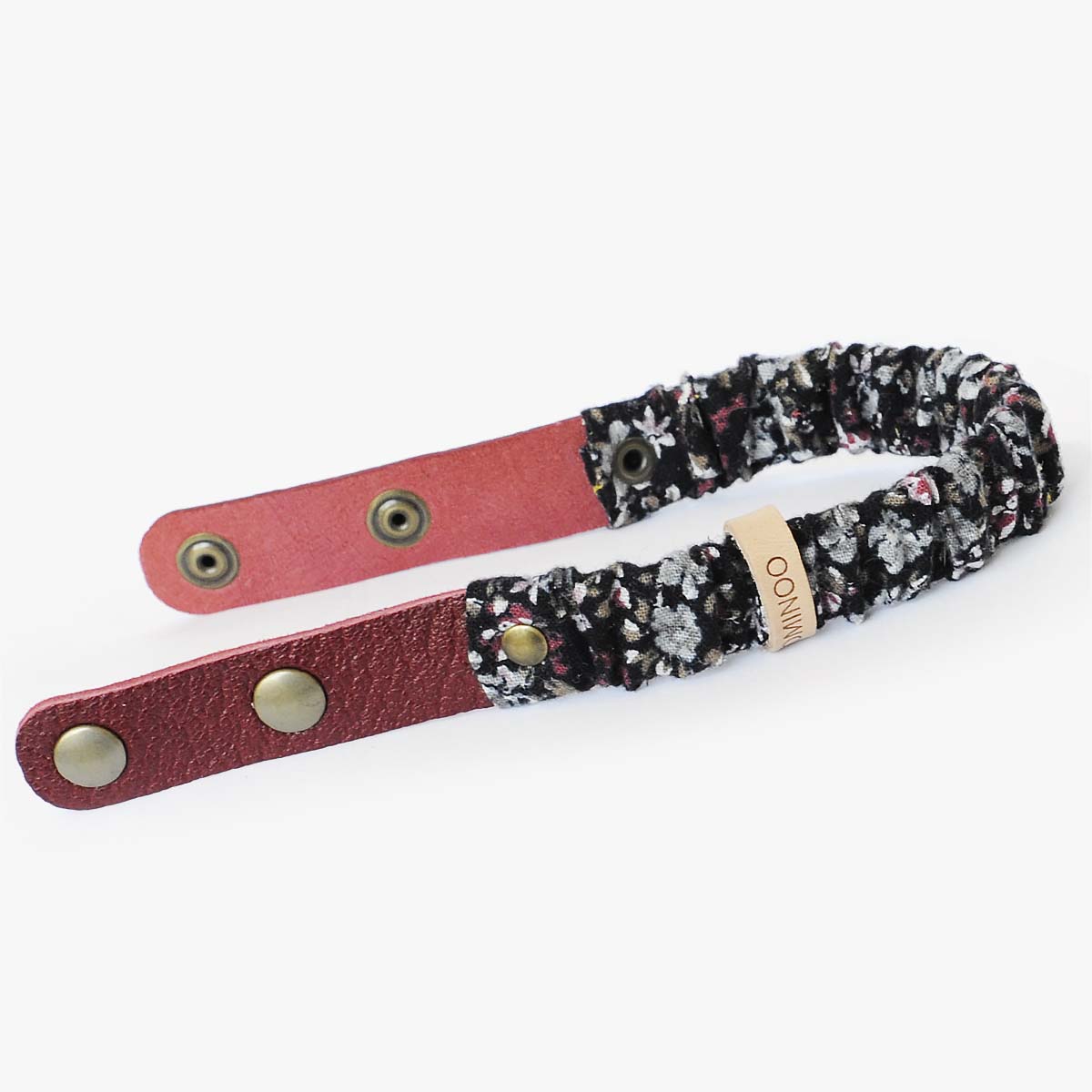 Nominoo Leather Cat Collar, With Flower Fabric & Elastic Safety Release | at Made Moggie