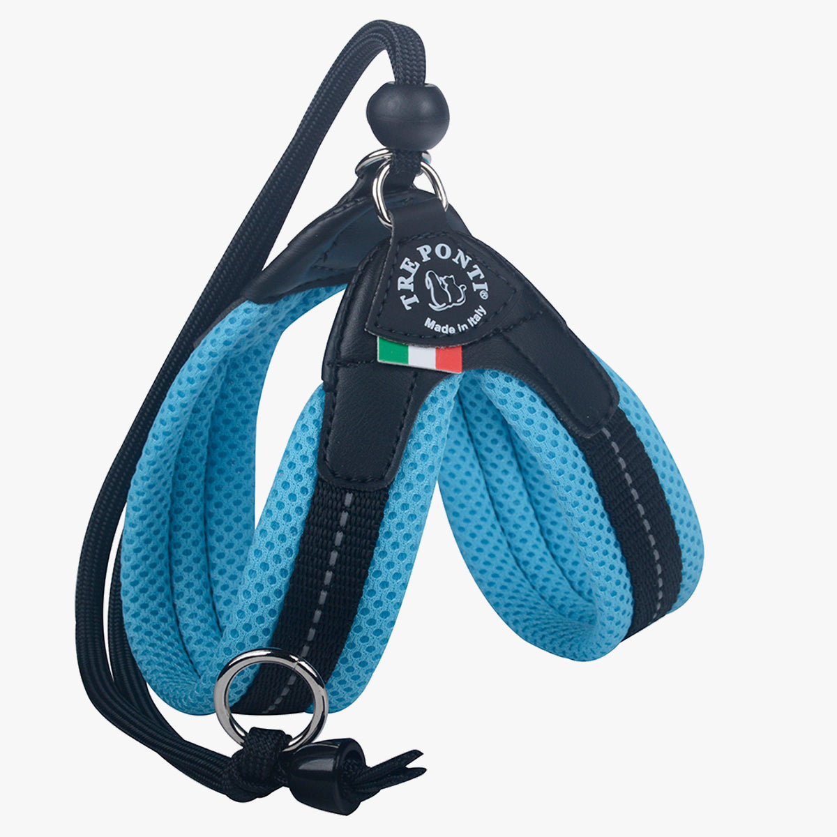 Tre Ponti Adjustable Cat & Kitten Harness, In Blue Mesh Fabric | at Made Moggie