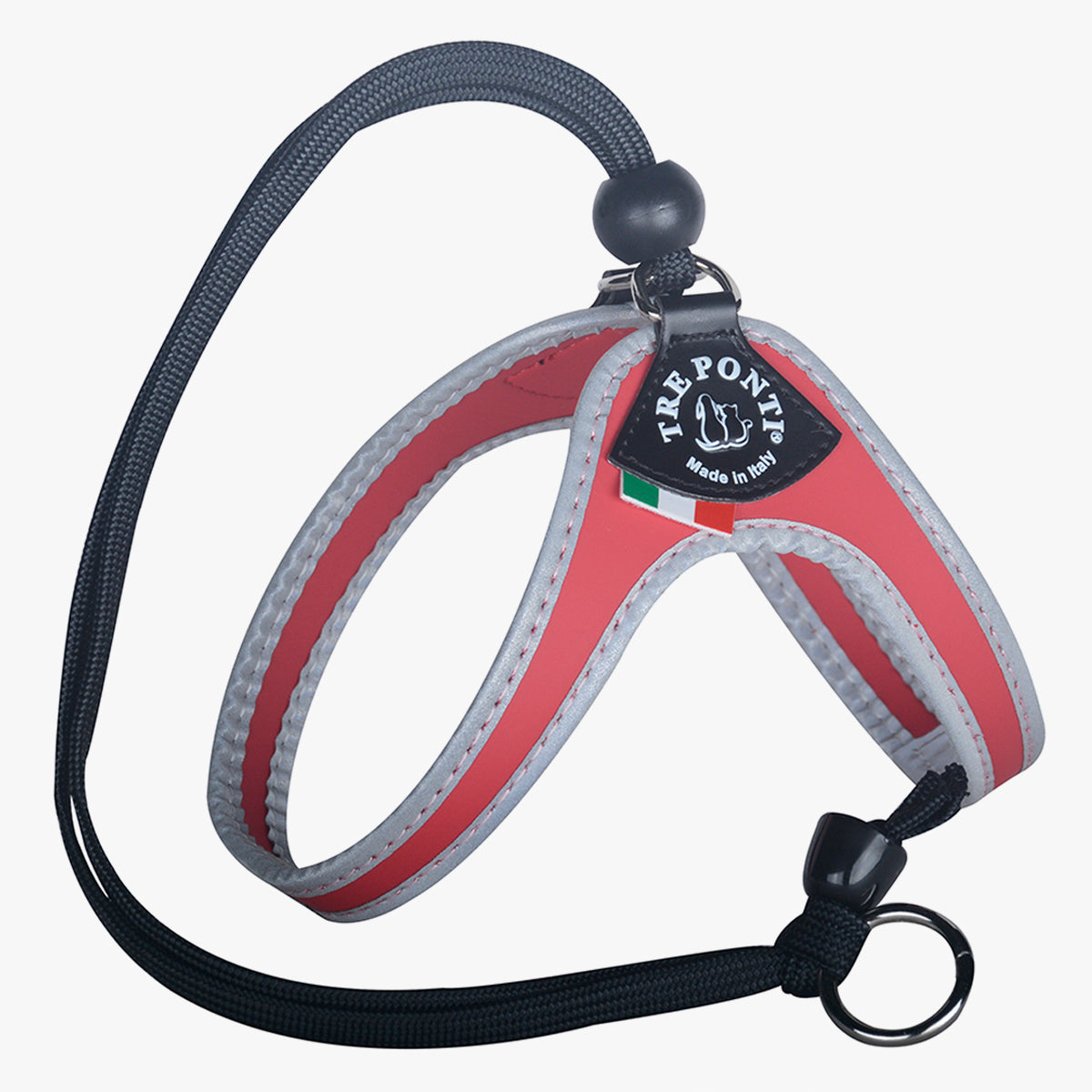 Tre Ponti Adjustable Cat & Kitten Harness, Genesis Silver In Red | at Made Moggie