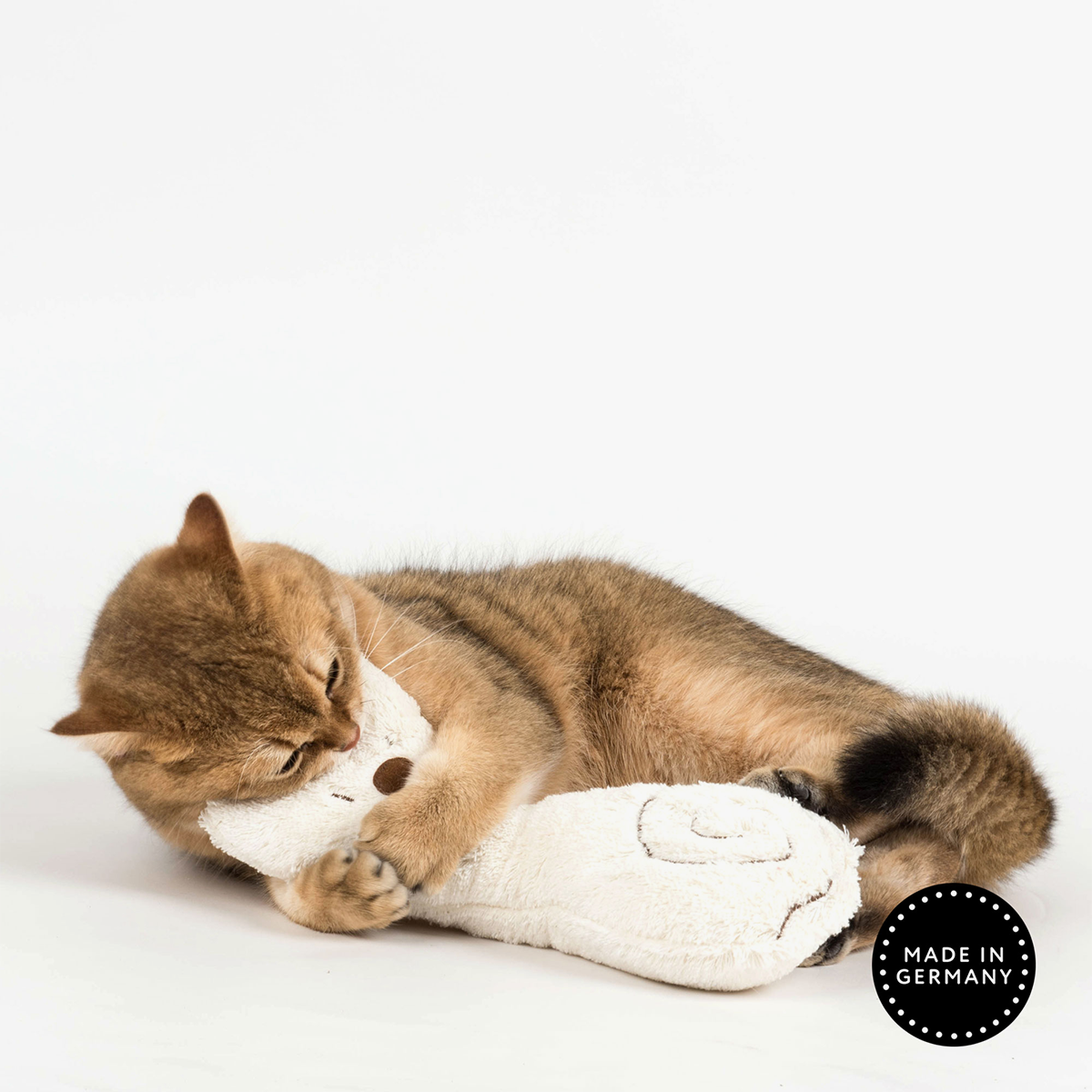 Profeline Catnip Buddy, Plush Cat Toy In White Cotton | at Made Moggie
