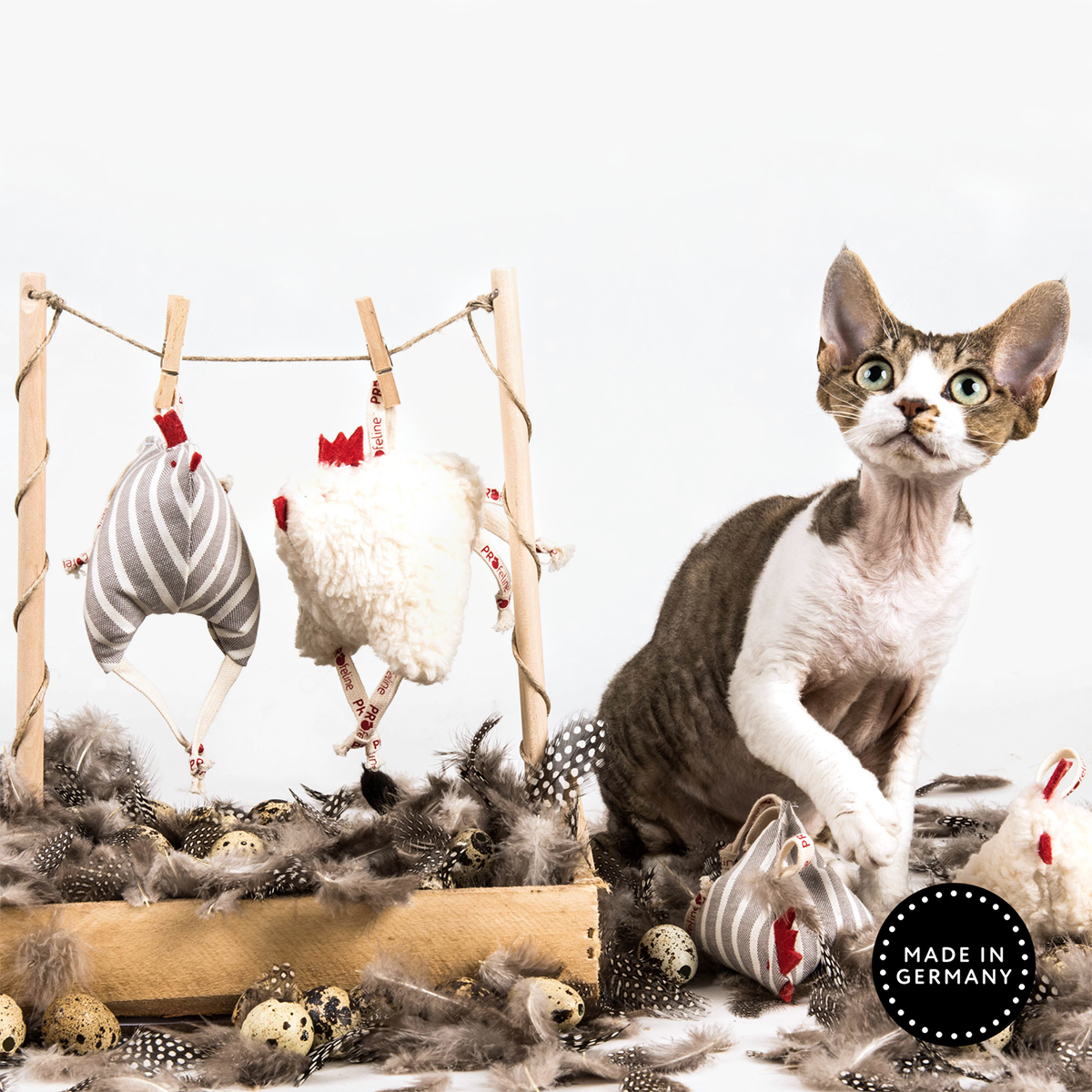 Profeline Catnip Toys, Fluffy Chick & Funny Chicken | at Made Moggie