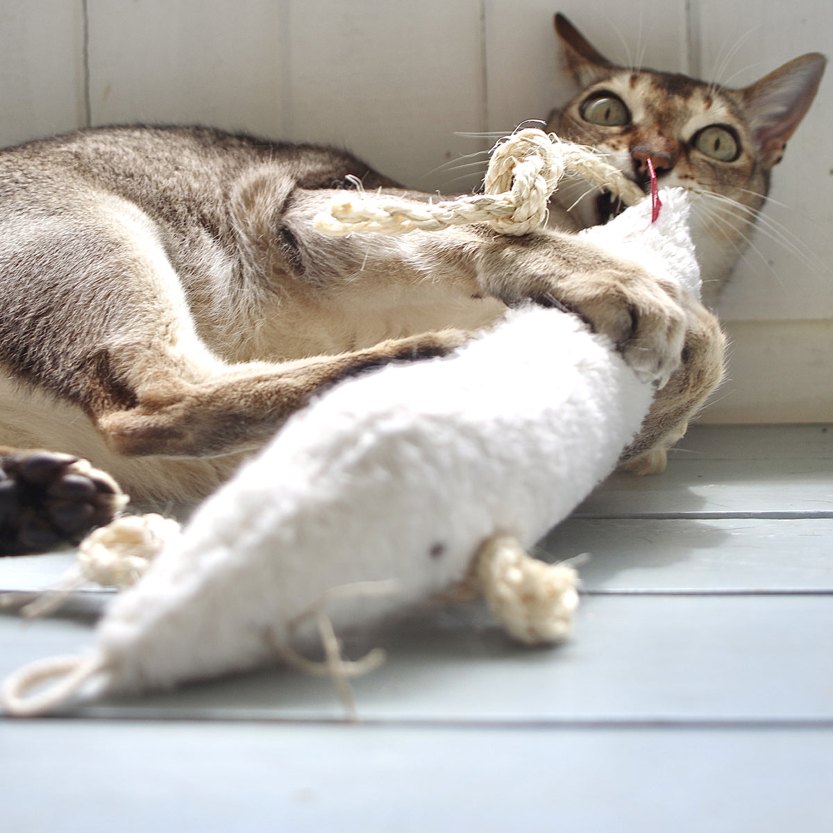 Profeline Large Cat Toy, Catnip Weasel Kicker In White | at Made Moggie